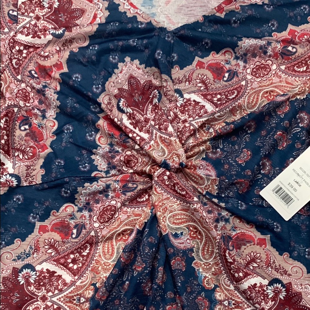 NWT Paisley Print V-Neck Top Side Zip - Picture 9 of 17
